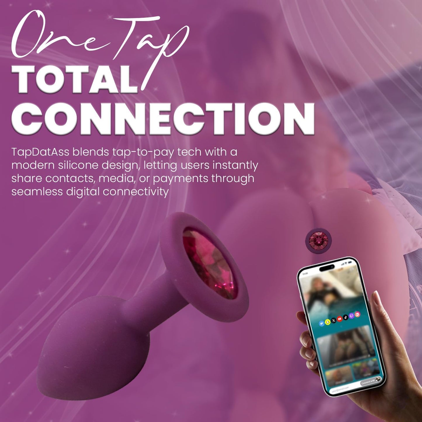 TapDatAss NFC Smart Silicone Butt Plug – Waterproof Beginner Anal Toy with Flared Base