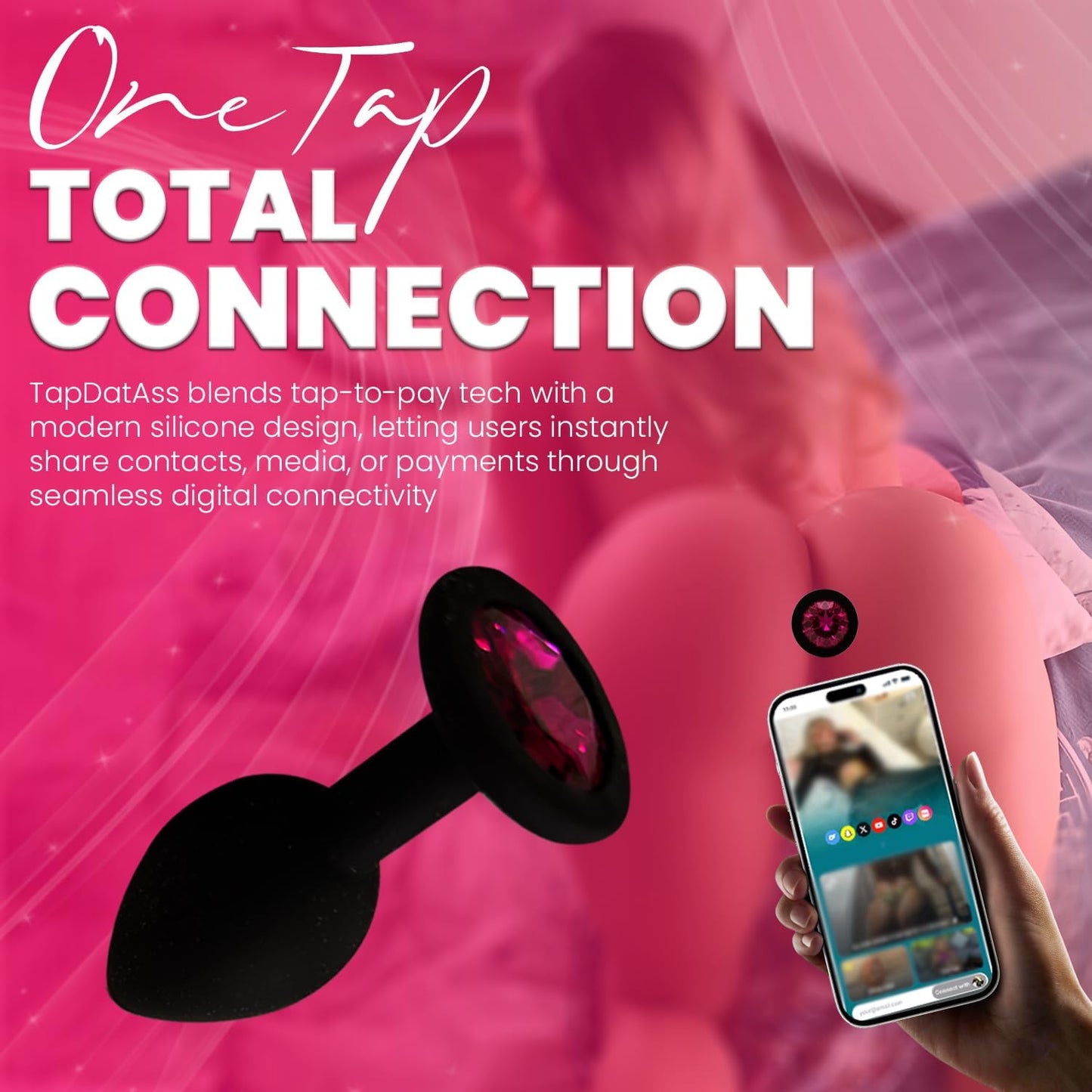 TapDatAss NFC Smart Silicone Butt Plug – Waterproof Beginner Anal Toy with Flared Base